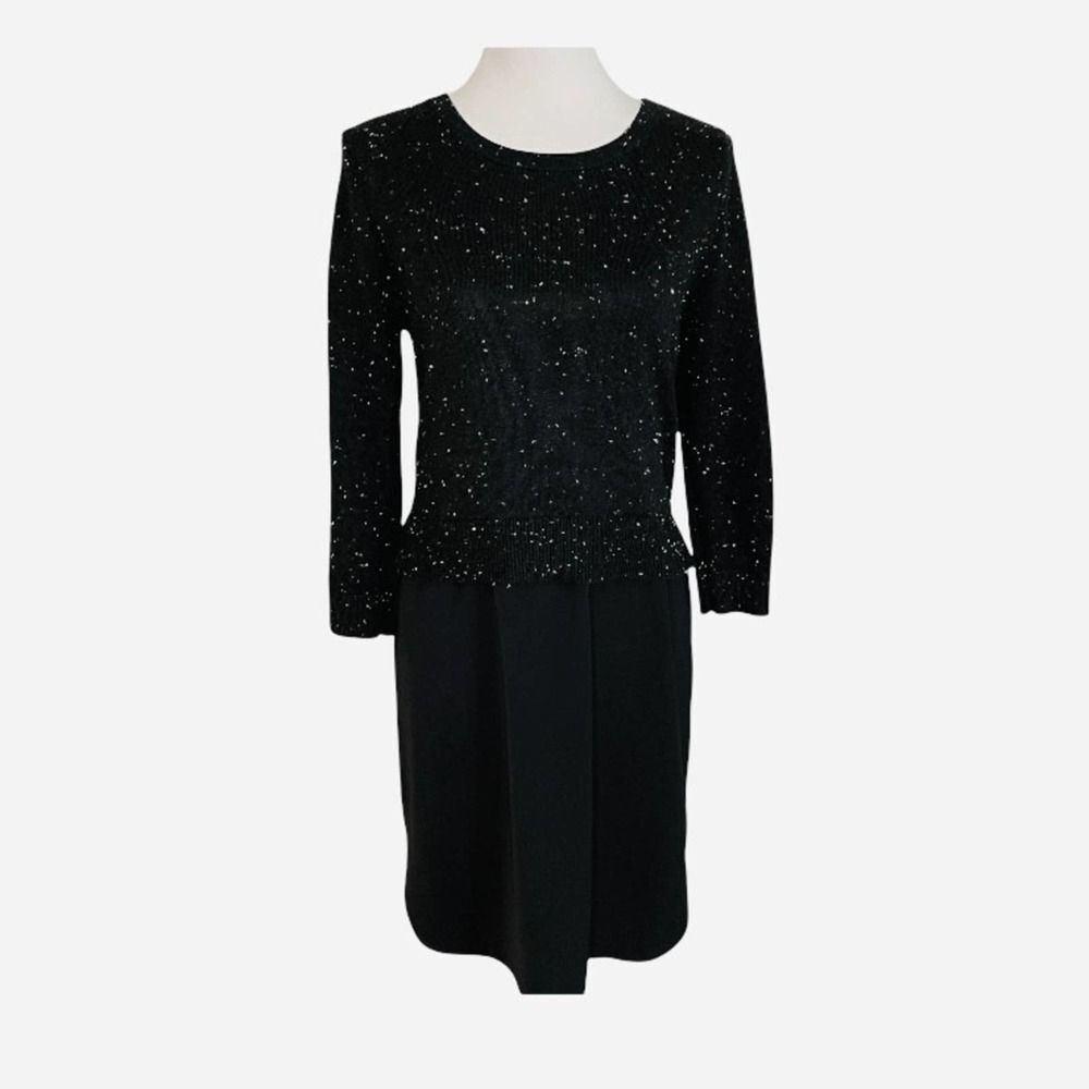 Loft Knit Sweater Dress Black Small